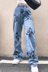 Fall Trousers High Waist Butterfly Print Y2K Jeans Casual Fashion Loose Denim Pants