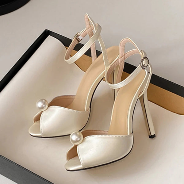 Cozy Silk Peep Toe Thin Heel Gladiator Sandals For Women