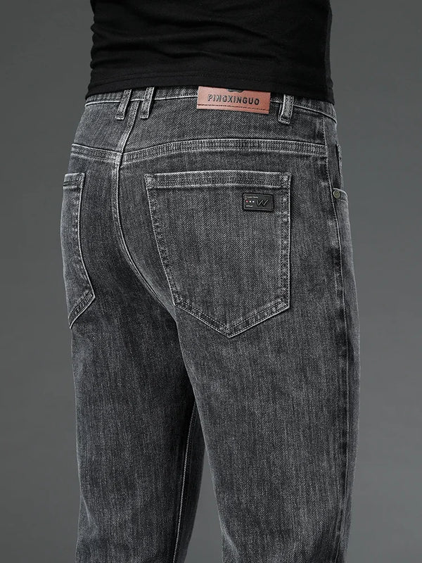 Autumn Men's Stretch Slim Jeans Casual Denim Trousers