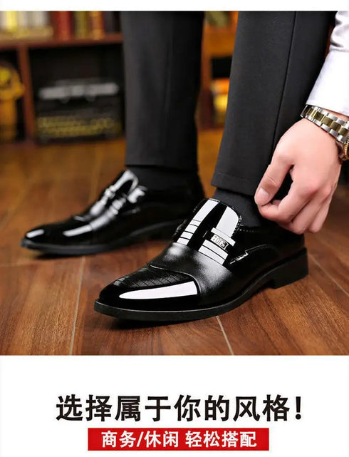 Luxury Men's Leather Oxfords - Classic Formal Slip-On Business Shoes for Office and Wedding Occasions