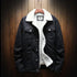 Men's Slim Fit Denim Jacket with Warm Padding - Stylish Padded Jeans Coat for Winter Casual Wear, Featuring Detachable Lower Edge and Turn-down Collar