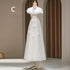 Backless A-Line Bridesmaid Dress With Puff Flower Appliques And Tulle Ankle-Length