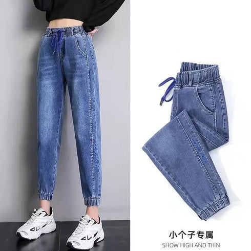 High Waist Denim Harlan Pants for Women Casual Ankle Length