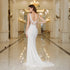 Elegant Mermaid Wedding Dress with Lace and Pearls Backless Design