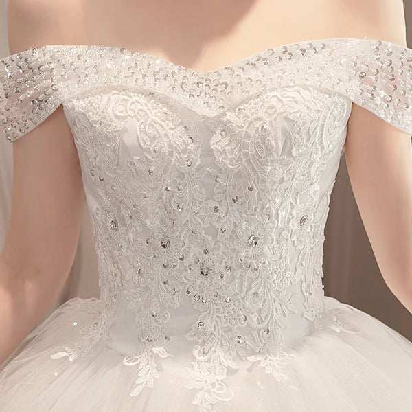 Backless Lace-Up Embroidered Wedding Dress For Plus Size Bride Floor-Length Gown