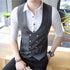 Men's Formal Slim Fit Double Breasted Sleeveless Suit Vest Business Casual Fashion