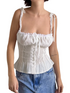 Kawaii Y2K Crop Tops with Ribbons and Lace Trim - Vintage Women's Slim Fit Camisole and Button Up Tank Top for Cute Summer Outfits