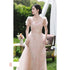 Off Shoulder Bridesmaid Dress Elegant Bubble Sleeve Floral Print Aline Gown For Party