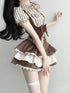 Fashion Vintage Y2K 3 Piece Set Summer Striped Shirt Slim Vest Lace Mini Skirt Women's Chic Outfit