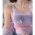Butterfly Striped Knitted Tank Top for Women – Sweet V Neck Sleeveless Slim Camisole Perfect for Summer Outings and Cute Tops Enthusiasts