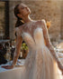 Graceful A Line Wedding Dress Elegant Appliques High Neck Illusion Long Sleeve Bridal Gown