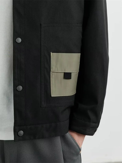 Men's Retro Colorblock Bomber Jacket with Pockets - Casual Autumn Baseball Uniform for Stylish Outfits