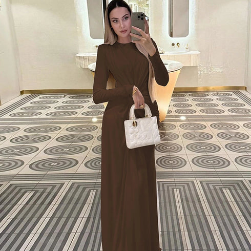 Elegant O-neck Long Sleeve Bodycon Evening Party Dresses