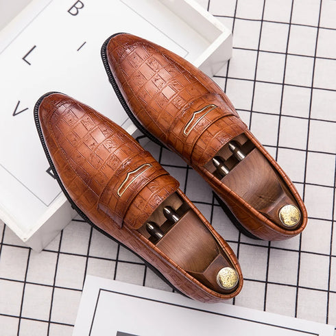 Stylish Italian Leather Penny Loafers for Men - Classic Dress Shoes for Weddings and Formal Events, Available in Big Sizes 38-48
