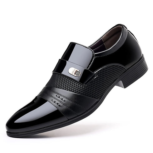 Men's Slip On Business Shoes Glossy Pointed Toe Office Footwear for Evening Parties