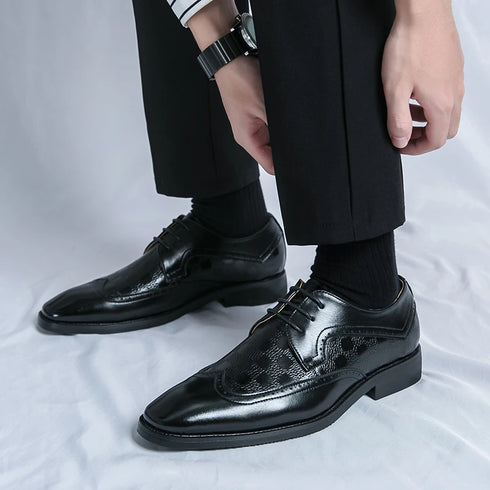 Stylish Brogue Lace-Up Business Formal Shoes for Men – Perfect for Office, Banquet, and Outdoor Parties in Sizes 38-48