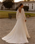 Boho Chiffon Long Sleeves A Line Wedding Dresses Custom Made