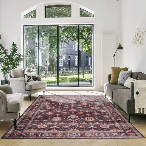 Printed Indoor Boho Area Rug Non Slip Super Strong Home Décor for Entryway Bedroom Living Room