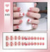 24Pcs Cute Bow Short Coffin Press On Nails - Artificial Full Cover Acrylic Nail Tips for Fall Season Nail Art Decor with Seamless Removable Designs