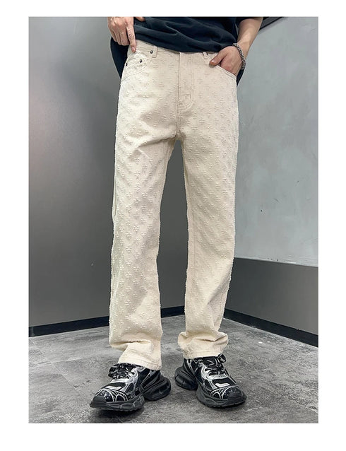 Black Men's Designer Jeans Straight Leg Baggy Denim Trousers