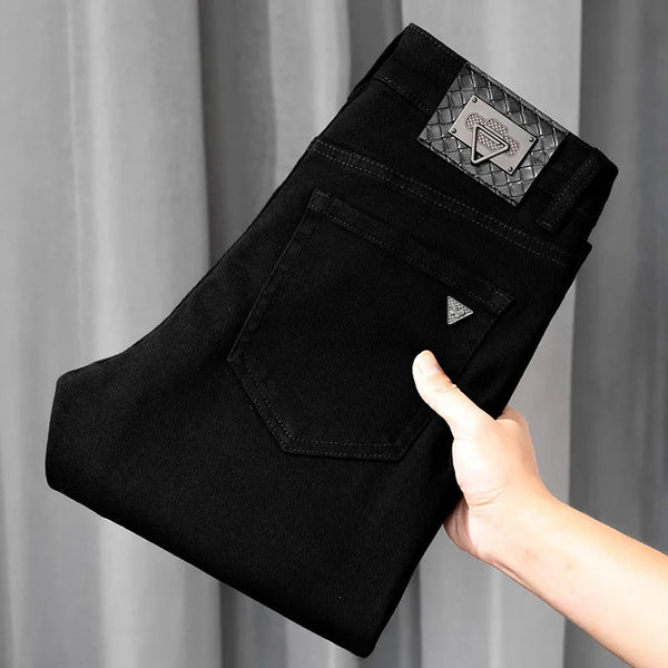 Men's Jeans Pure Black Affordable Luxury Classic Casual Trousers