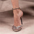 Glamorous Crystal-Embellished Gladiator Sandals with Ankle Strap and Stiletto Heels for Elegant Evening Wear