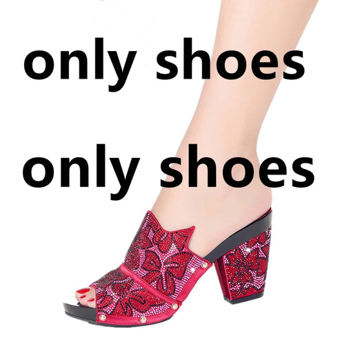 Shoe Bag Set Ladies Rhinestones Fashion Slippers High Heel Party