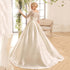 Modern Wedding Dresses Boat Neck Half Sleeves Bridal Gowns Lace Appliques A-Line Court-Train