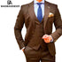 Coffee 3 Piece Slim Fit Groom Tuxedo Suit Set for Men Formal Business Party Wear