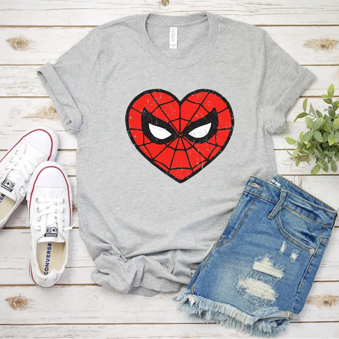 Funny Amazing Spider Heart Shirt Retro 90s Shirt Vintage Superhero Shirts Unisex T-shirt Family Birthday Gift MCU Fans Gift