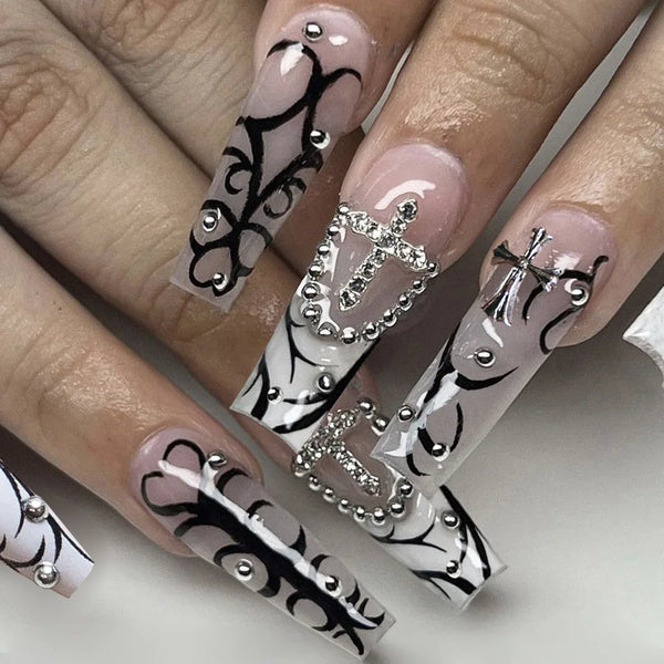 24 Elegant Fake Nail Set with Nail Glue and File – Perfect for Stunning Nail Art and Easy DIY Manicure