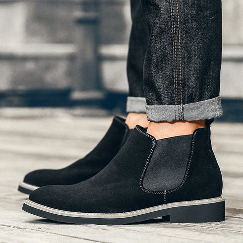 Casual Men's Chelsea Boots - Stylish Slip-On Cow Suede Leather Footwear for Everyday Wear