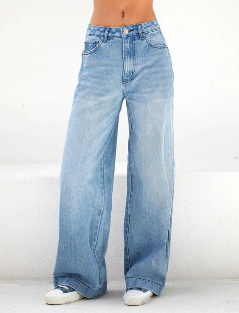 Loose Wide Leg Jeans for Women with Pockets – Perfect for Streetwear and Fall Outfits, Featuring Zipper Fly and Full Length Design, Ideal for Stylish Everyday Looks