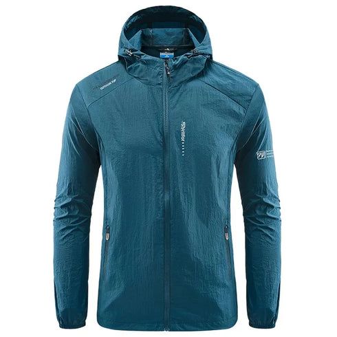 Lightweight Summer Outdoor Windbreaker Jacket for Men - Quick Dry, Sun-Protective, Ideal for Hiking, Fishing, Cycling, and Gym Activities with Hooded Design