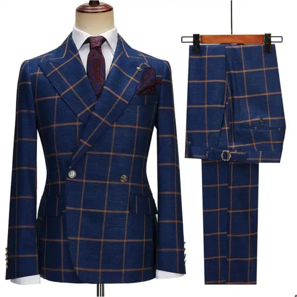 Custom-Made 3 Piece Suit Set for Men - Stylish Plaid Peak Lapel for Business, Weddings, and Events