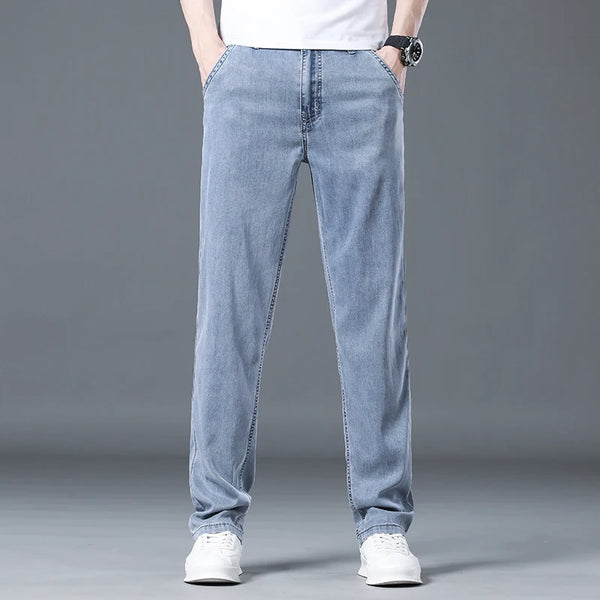 Lyocell Ice Silk Jeans Men's Summer Ultra-thin Loose Denim Pants