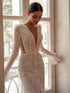 Elegant Bridal Gowns Lace Appliques Deep V Neck Mermaid Wedding Dresses