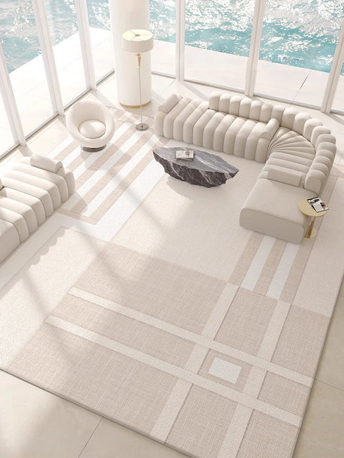 Artistic Luxury Large Living Room Carpet Comfortable Soft Bedroom Rug Minimalist Design