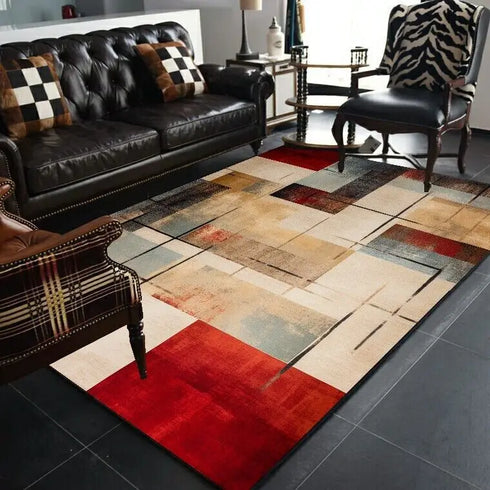 Abstract Geometric Large Rugs for Living Room Nordic Retro Home Mats Non-Slip Washable Carpet