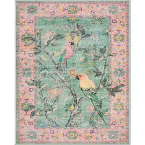 Floral Birds Area Rug for Living Room and Bedroom Decor Soft Non Slip Machine Washable Floor Mat