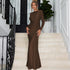 Elegant O-neck Long Sleeve Bodycon Evening Party Dresses