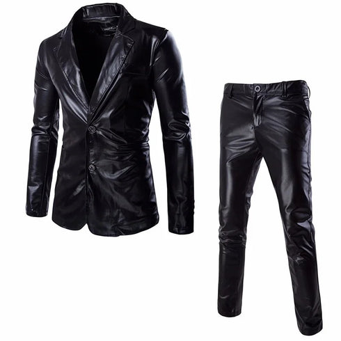 Shiny Slim Fit Men's 2-Piece Party Suit Set for Wedding and Prom