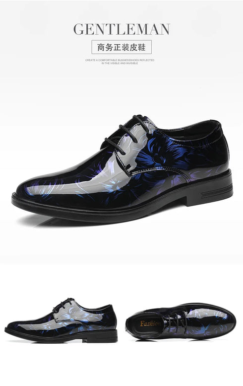 Luxury Floral Pattern Leather Oxford Dress Shoes for Men - Stylish Formal Footwear for Office, Weddings, and Career Events