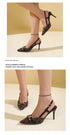 Women Pointed Toe Metal Buckle High Heel Anti Slip Sandals