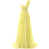 Chiffon Off-Shoulder A-Line Dress With Floral Pleats Floor-Length Corset Back Bridesmaid Dress