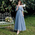 Bridesmaid Dress Elegant Tulle Ankle Length Gown With Elastic Waistband And Appliques Bridesmaid Dresses