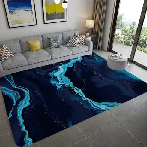 Modern Abstract Marble Area Rug for Living Room and Bedroom Decor