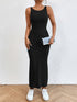 Solid Backless Tank Dress for Women - Summer Sleeveless Knitted Midi Dress