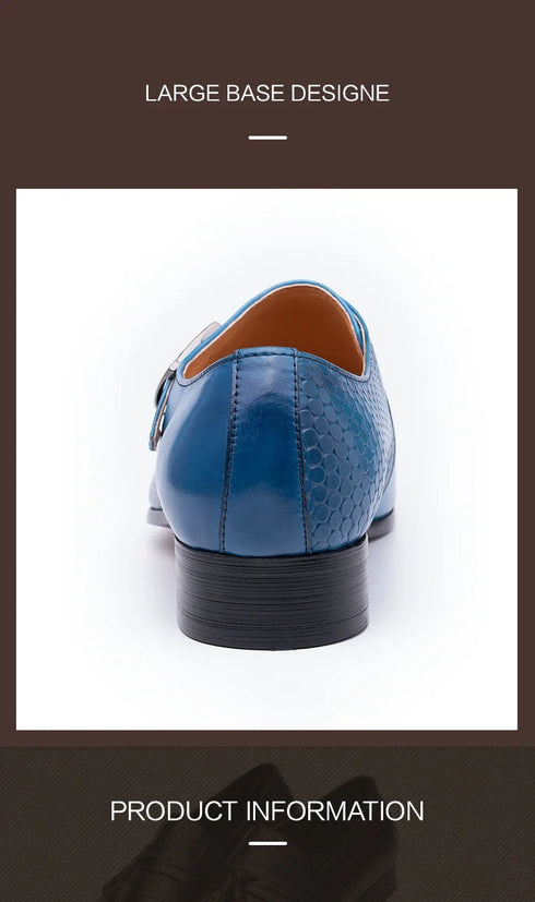 Elegant Handmade Leather Monk Loafer Shoes for Men - Breathable Formal Dress Footwear with Pointed Toe Design, Ideal for Daily Wear and Special Occasions