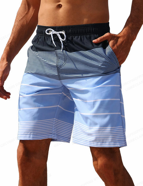 Striped Beach Shorts Men Fashion Swimwear Board Shorts Trunk